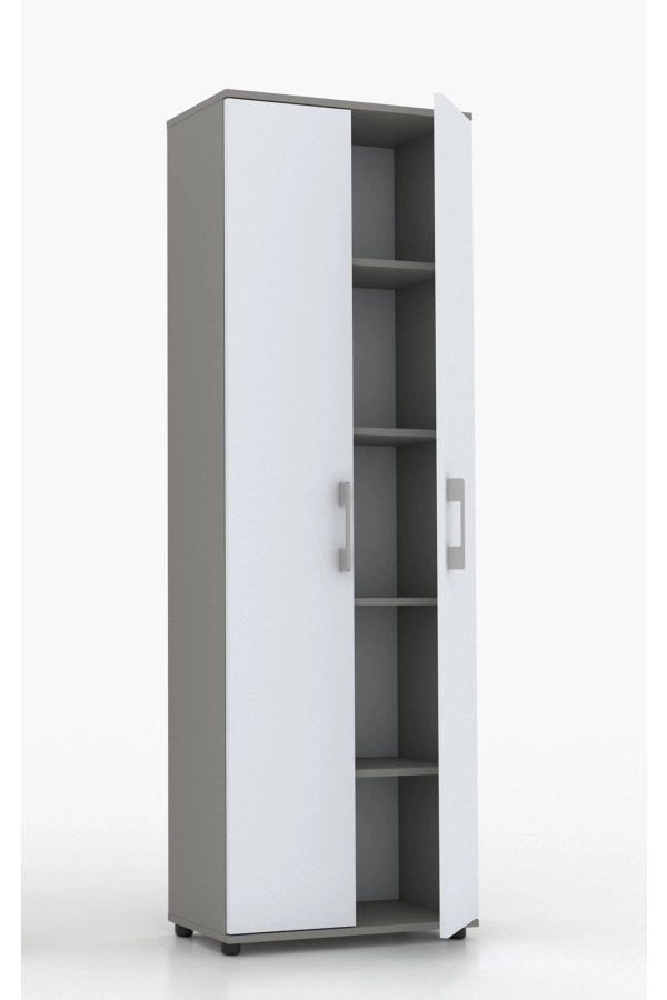 Regał  szafa biurowa G 60 2d Szary z białymi frontami 60 cm